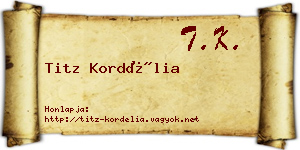 Titz Kordélia névjegykártya